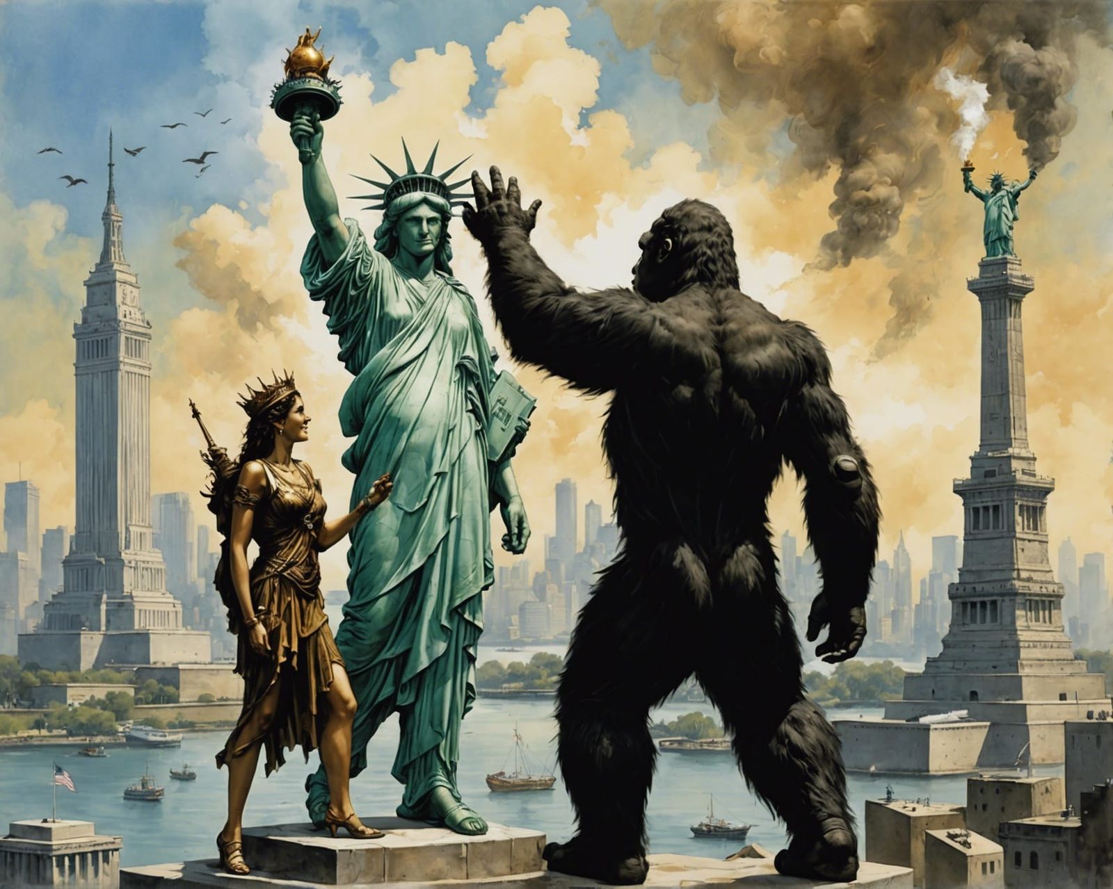 King Kong and Liberty High Five, Fantasy Art