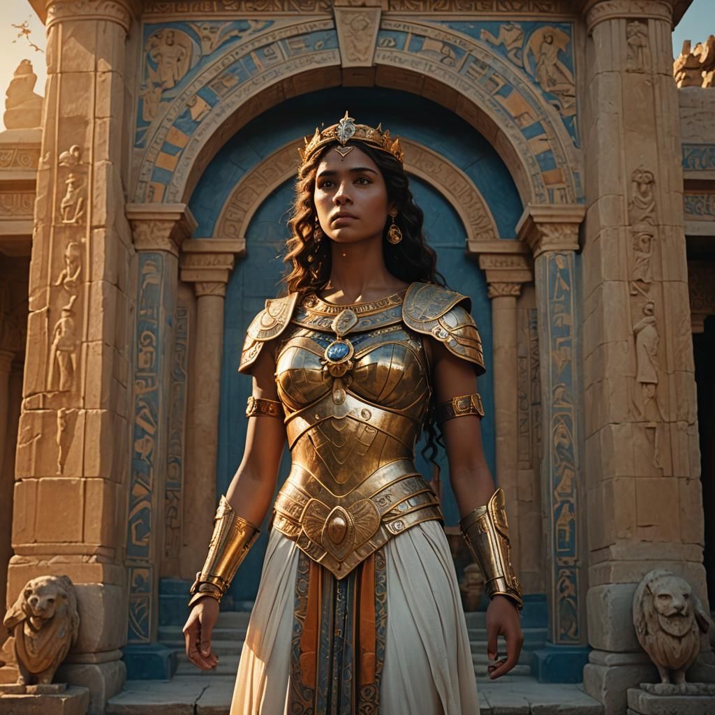 Themis in Ancient Temple as Mythological Painting