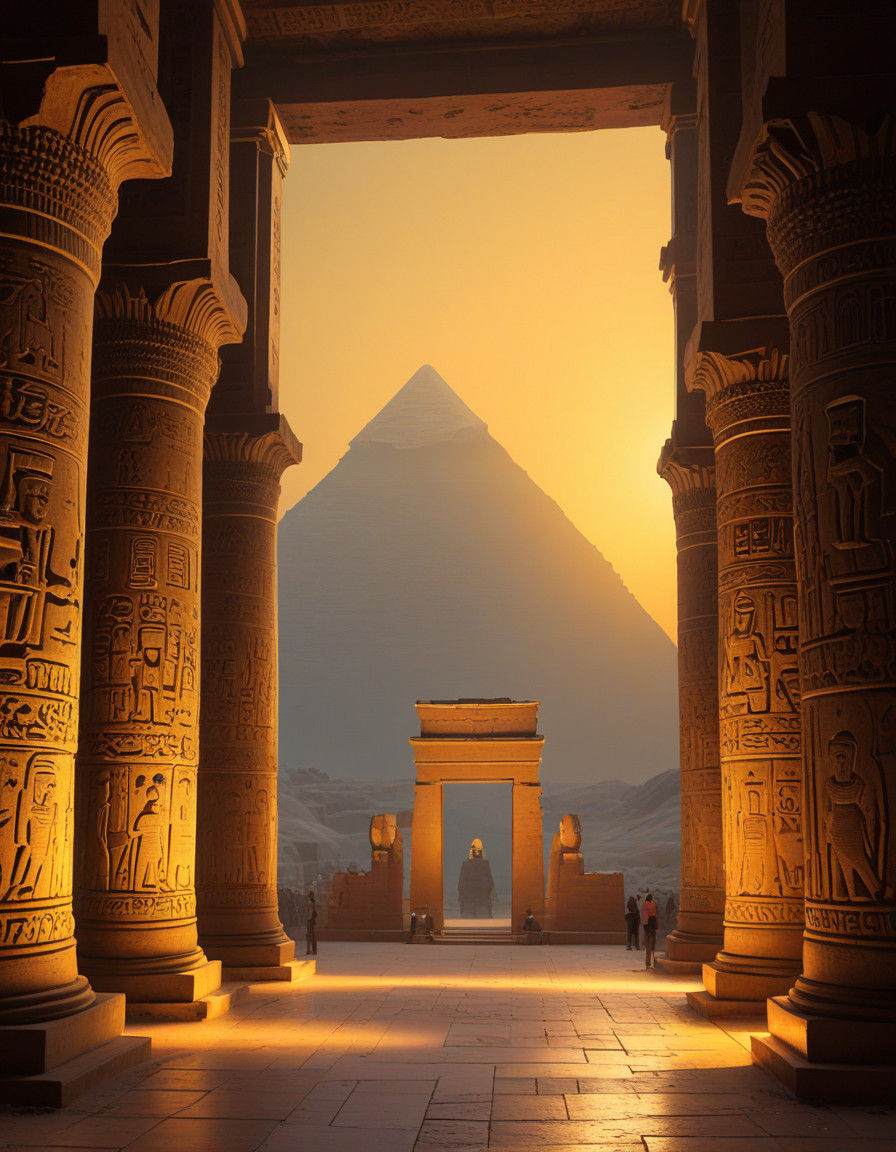 Ancient Egyptian Temple in Golden Hour