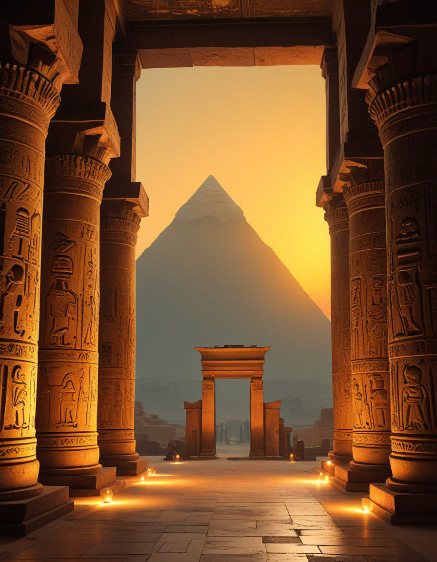 Egyptian Temple in Warm Golden Light