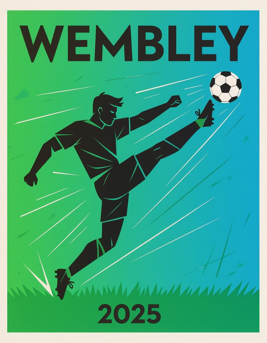 Football Player Kicking Ball in Geometric Style