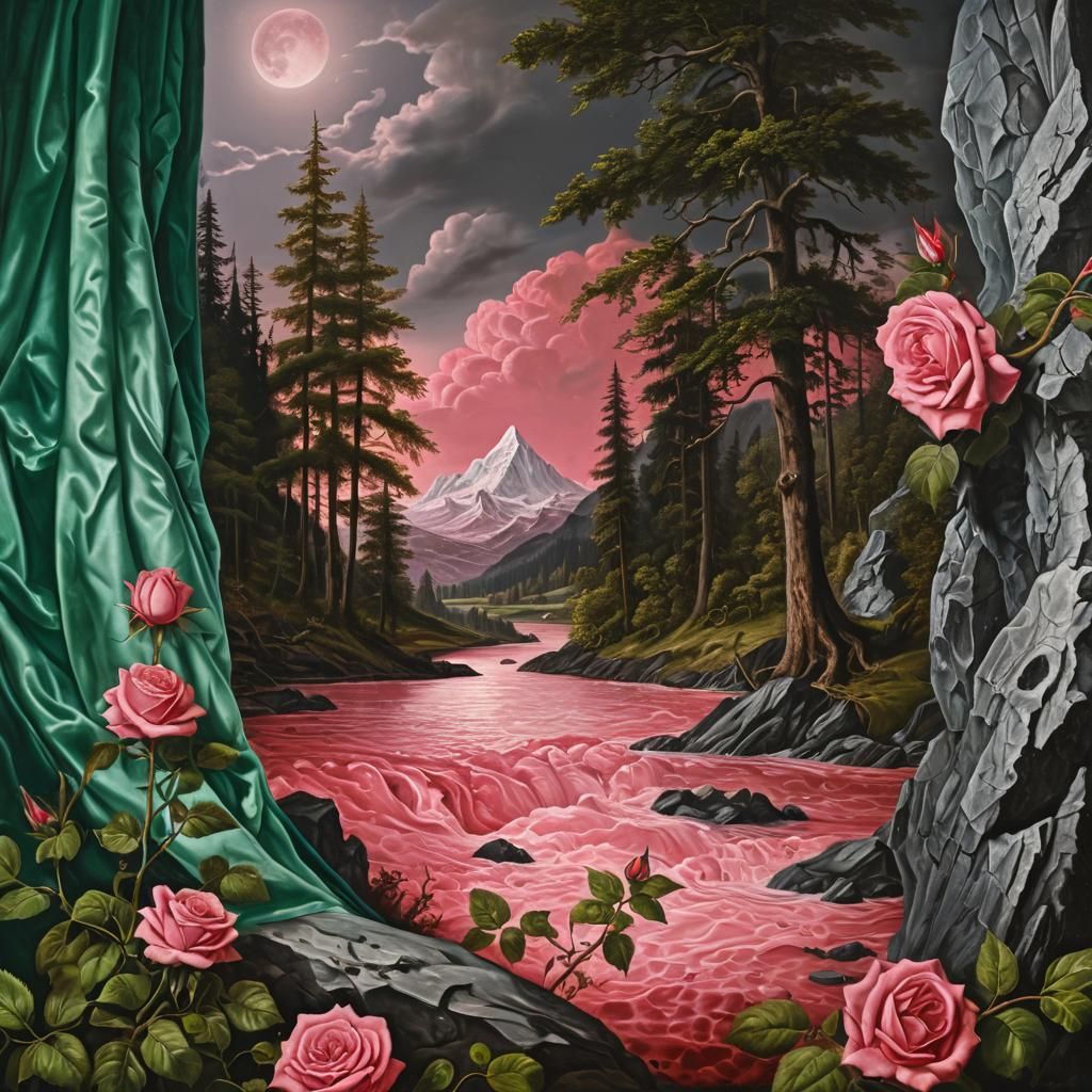 Moonlit Landscape Through Window: Photorealistic Fantasy Art