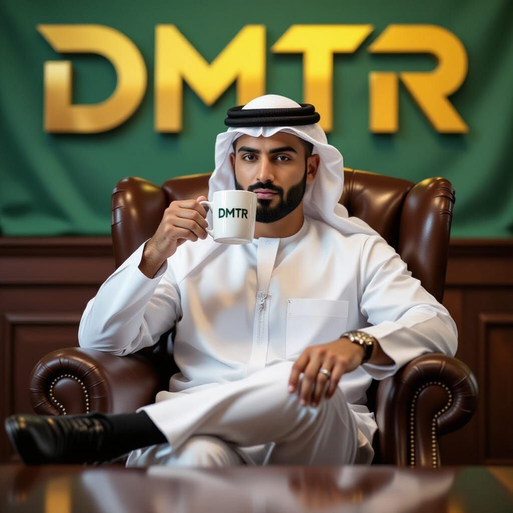 Confident Arabic Man in Shemagh with Chrome Banner