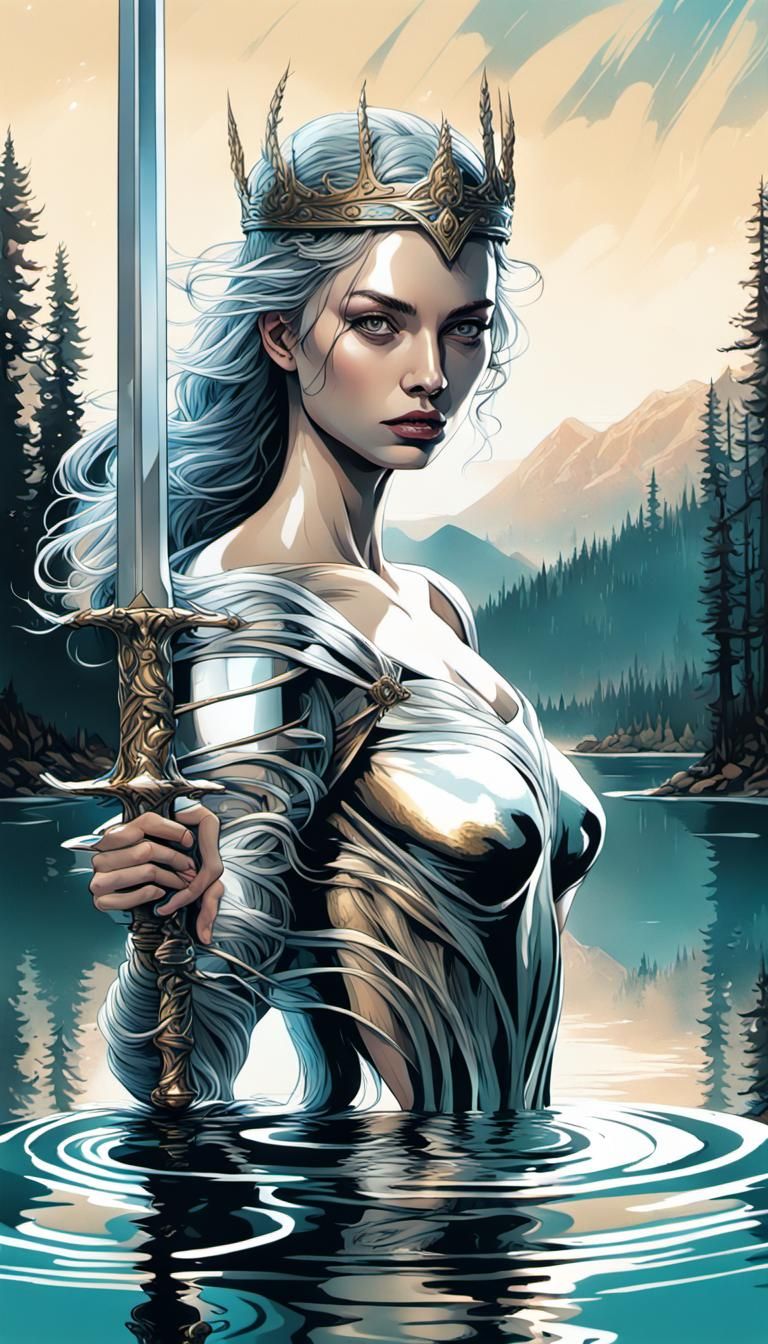 Lady of the Lake Excalibur Digital Art