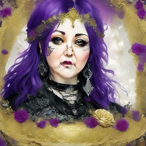 Goth Woman Holds Eagle in Character Design Portrait