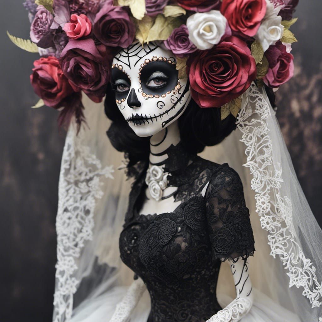 Day of the Dead Bride in Burtonesque Style
