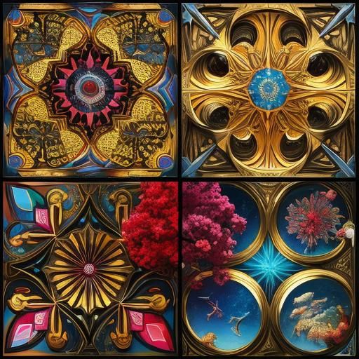 Abstract Vector Design in Polychromatic 3D Render