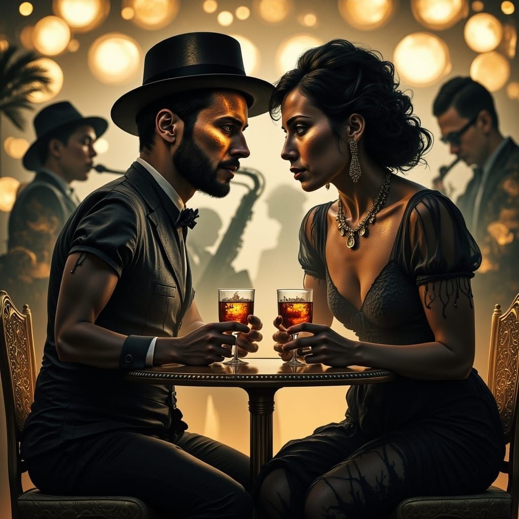 1920s New Orleans Double Exposure Portrait