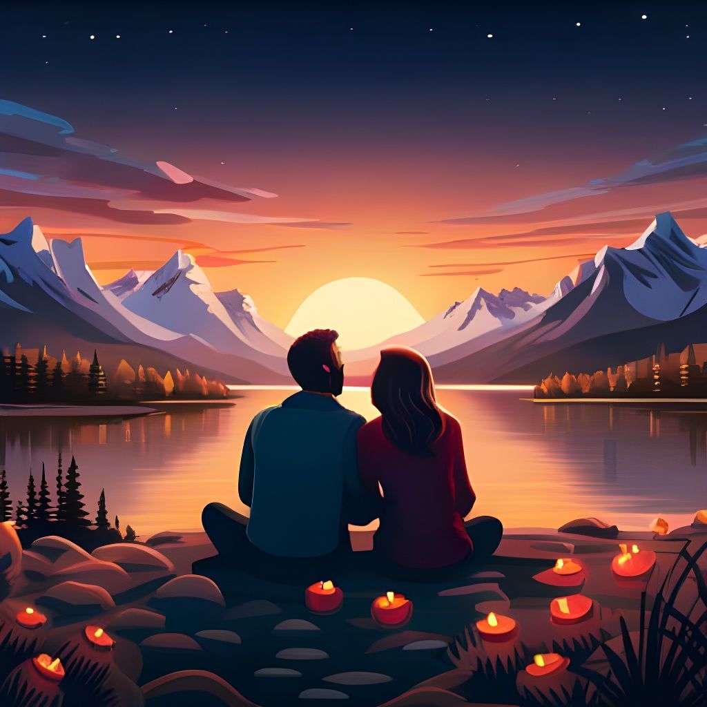 Romantic Lake Night Scene in Unreal Engine Style