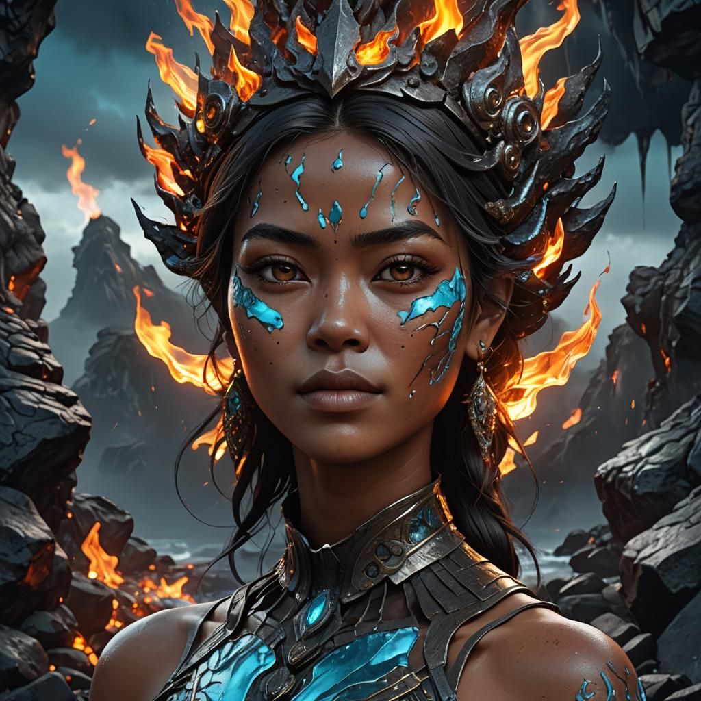 Indonesian Woman Caricature with Glass Art in 3D Style