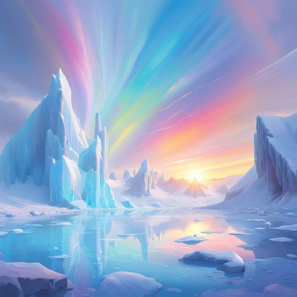 Colorful Sunrise Over Antarctic Ice Landscape