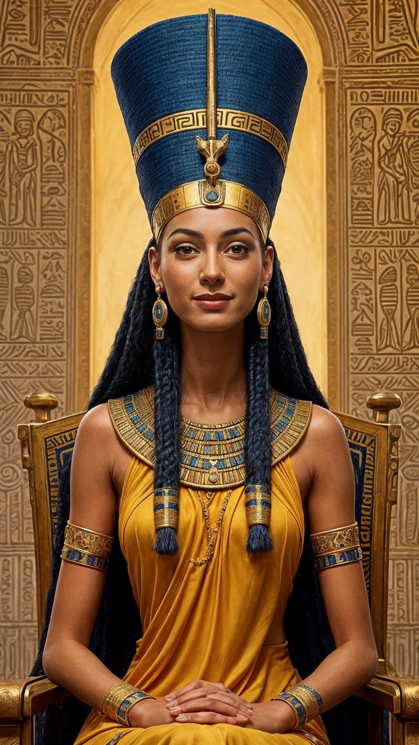 Queen Nefertiti Portrait in Royal Regalia