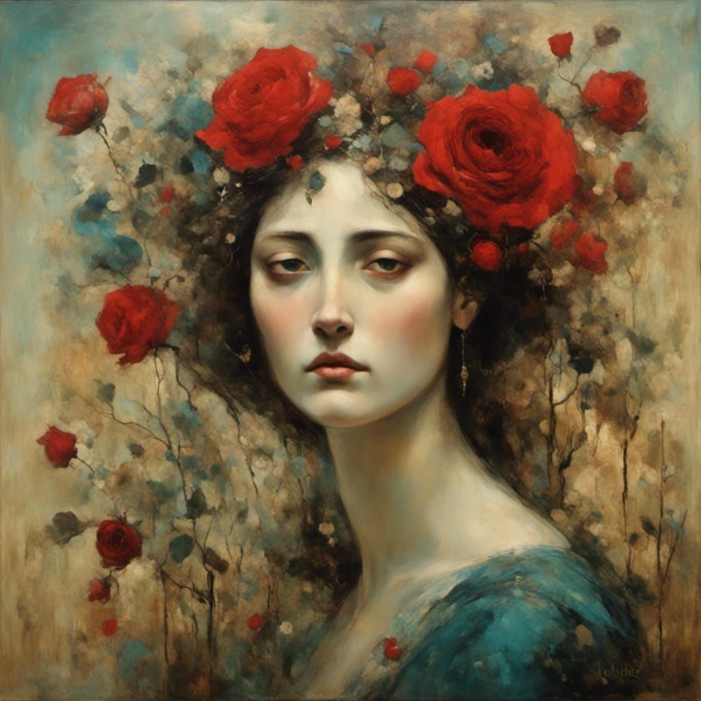 Woman with Red Rose Portrait
