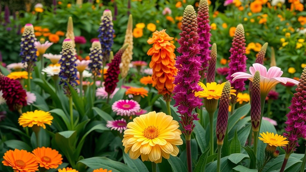 Exotic Flower Garden in Full Bloom
