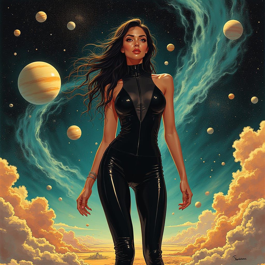 Woman in Sci-Fi Vortex, Milo Manara Style