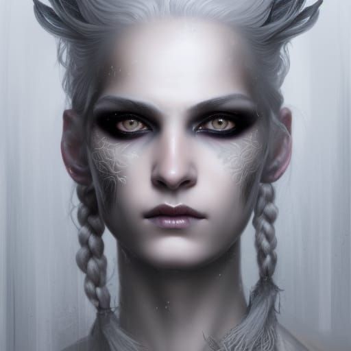 Ethereal Woman with Silver Face Paint