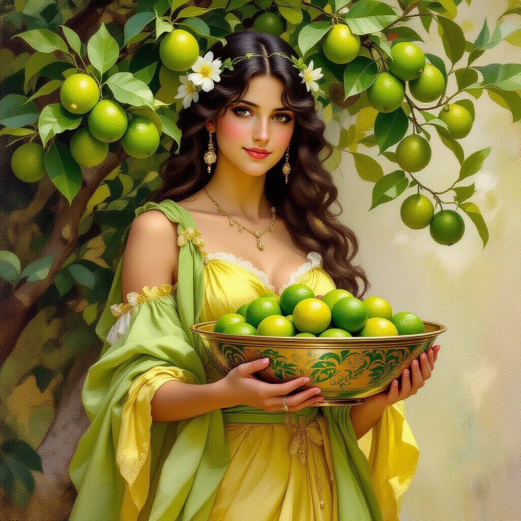 Goddess of Lime Trees in Romantic Oil Painting