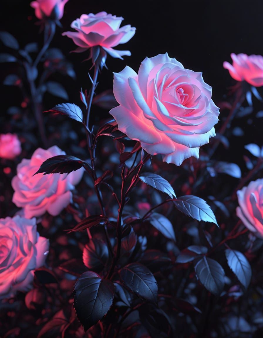 Holographic Roses in Neon UV Black Light