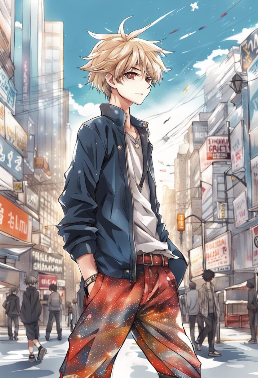 Cool Boy in Manga Style with K-Pop Fashion