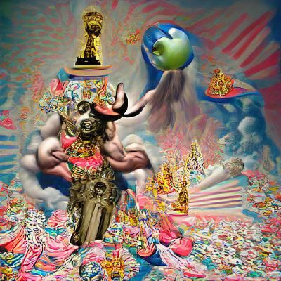Deity Tearing World Apart in Surreal Style