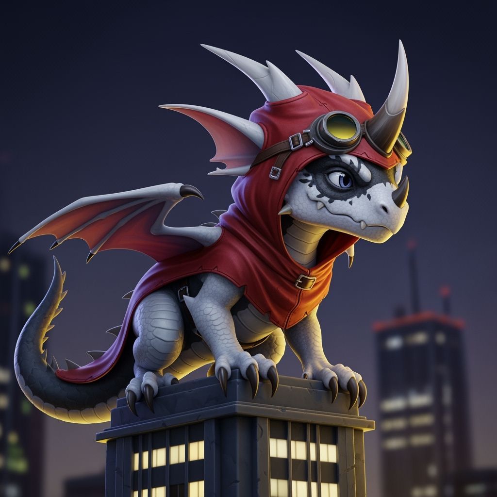 Young Dragon Crime Fighter on Skyscraper