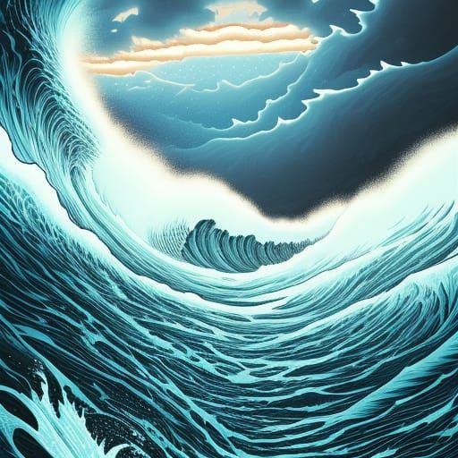 Epic Sea Parting in Dark Fantasy Style