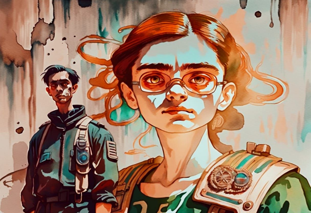 Disfigured Soldier in Spotlight, Watercolor Underground Art