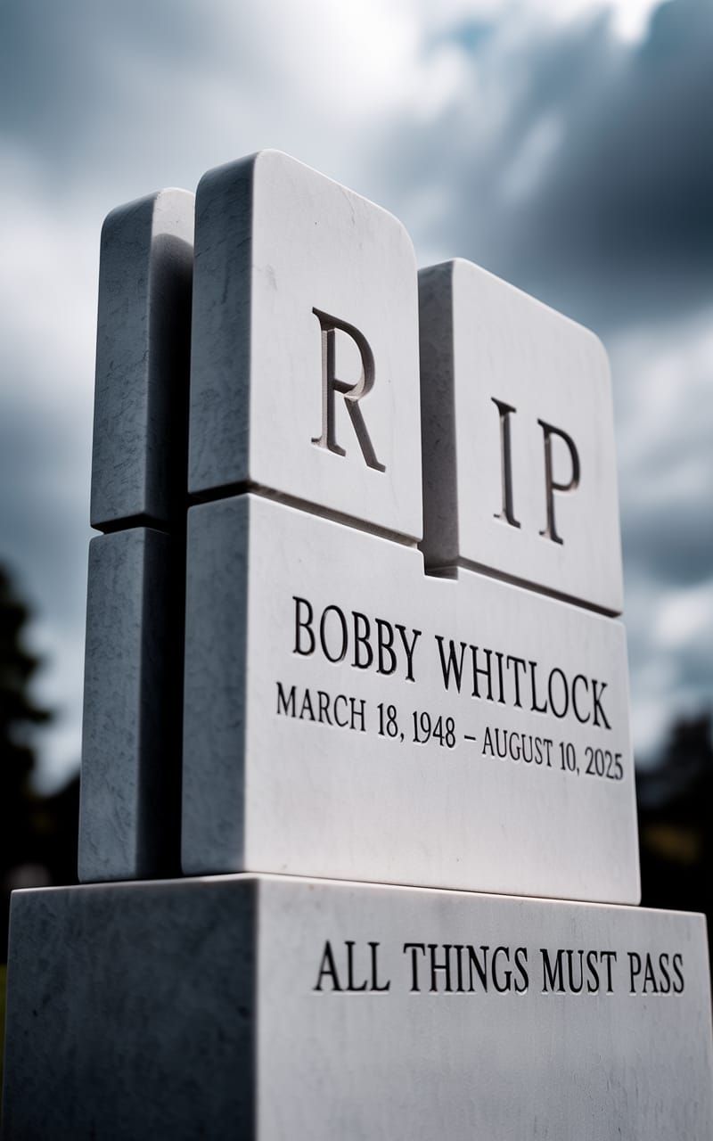 Unique Domino Tombstone for Bobby Whitlock