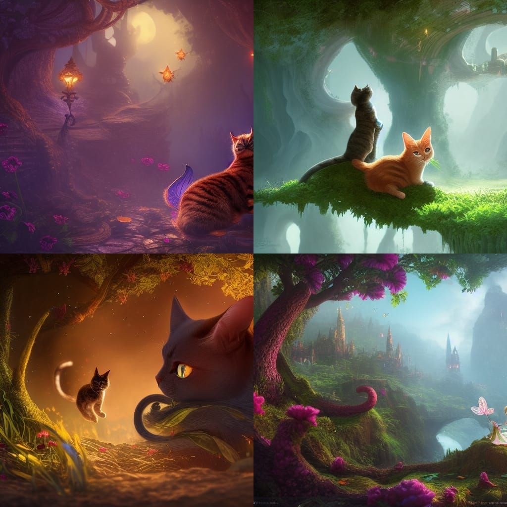 Cat and Fairy Best Friends: Fantasy Concept Art