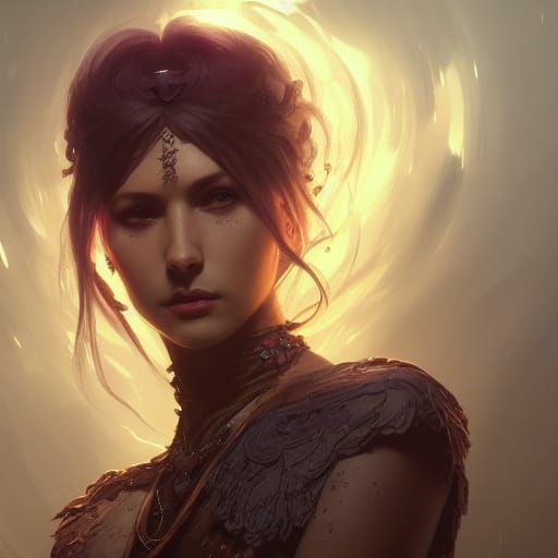 Kalashtar Necromancer Portrait in Hyperdetailed Digital Art