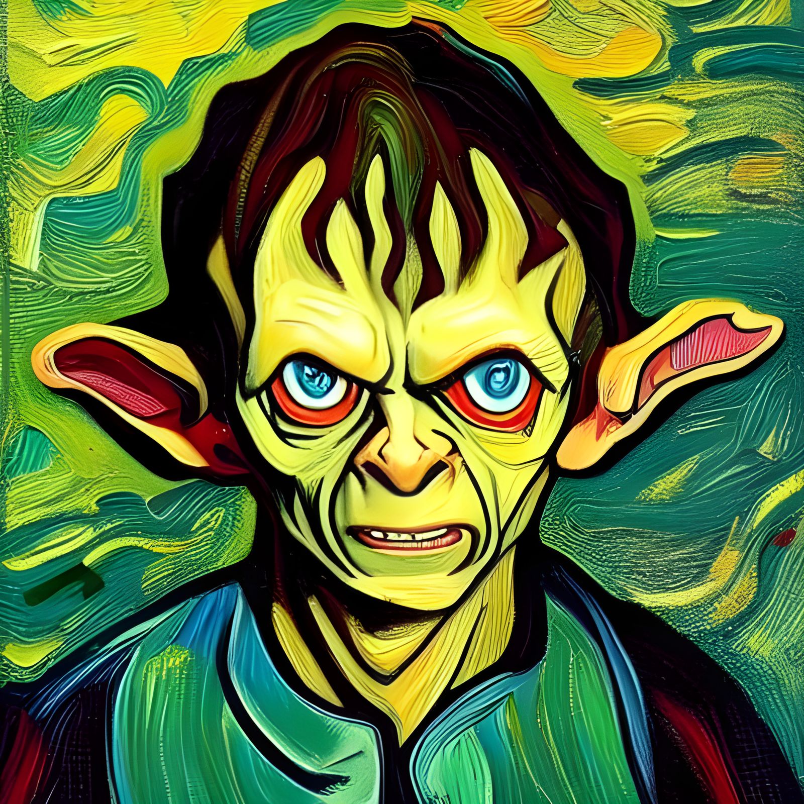Gollum as Impasto Oil Painting
