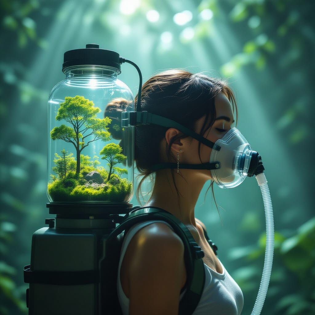 Woman Carries Living Ecosystem in Survival Suit