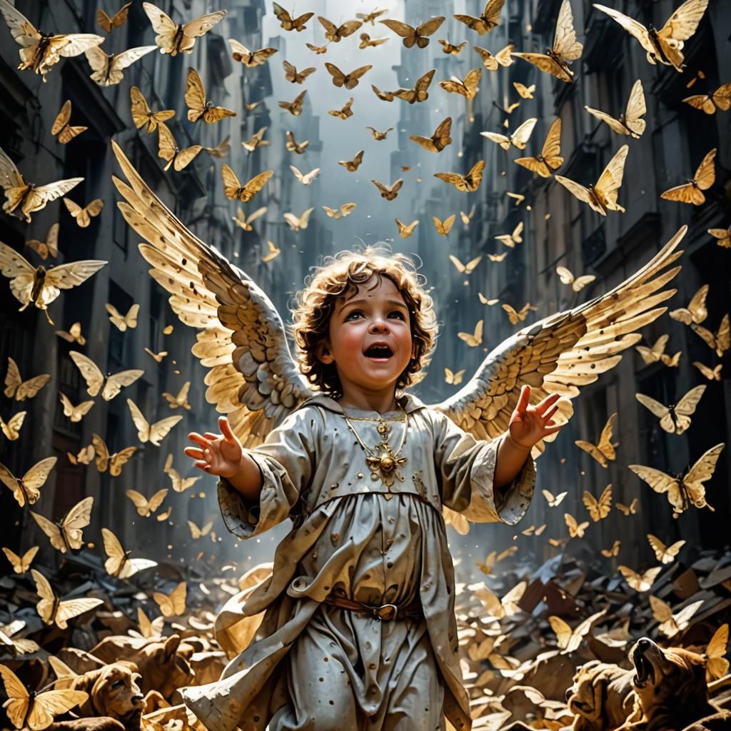Apocalyptic Angel with Glistening Wings