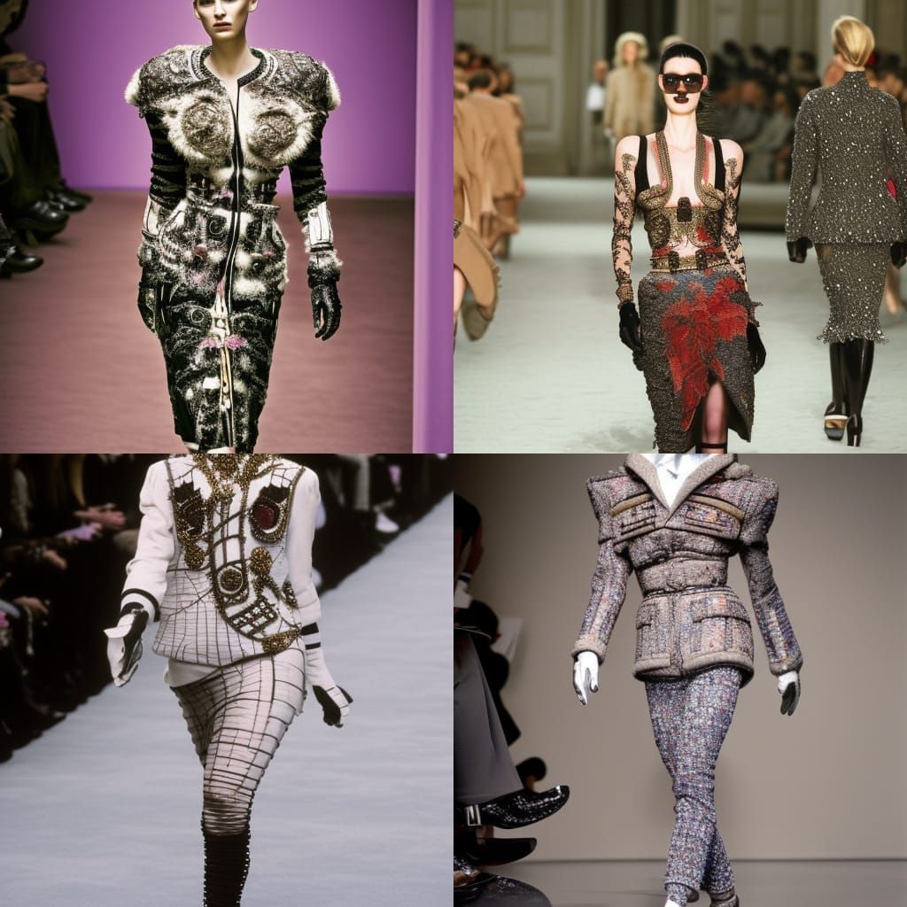 Runway Model in Couture Fashion, Splash Art Style