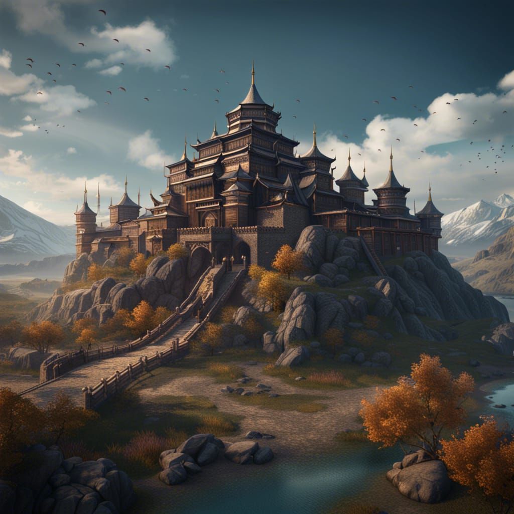 Mongol Kingdom: Detailed Matte Painting in 8k