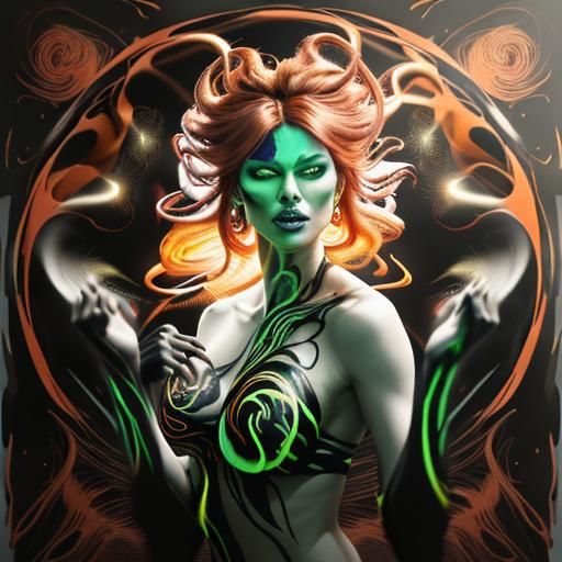 Expressionist Organic Form with Golden Tendrils