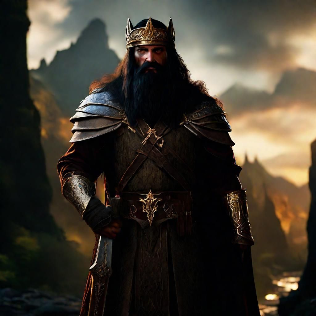 Middle-earth King with Sword: Fantasy Concept Art