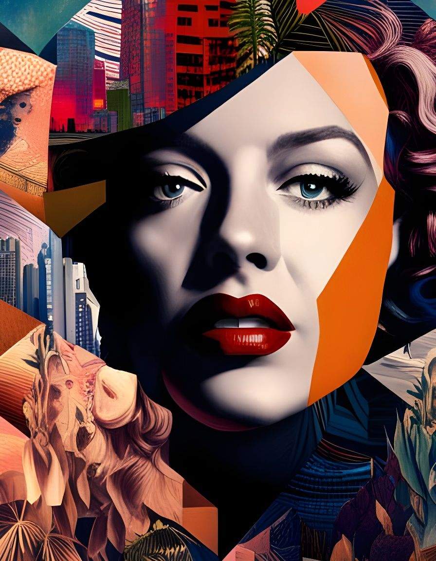 Marilyn Monroe Collage Portrait in Mixed Media Style