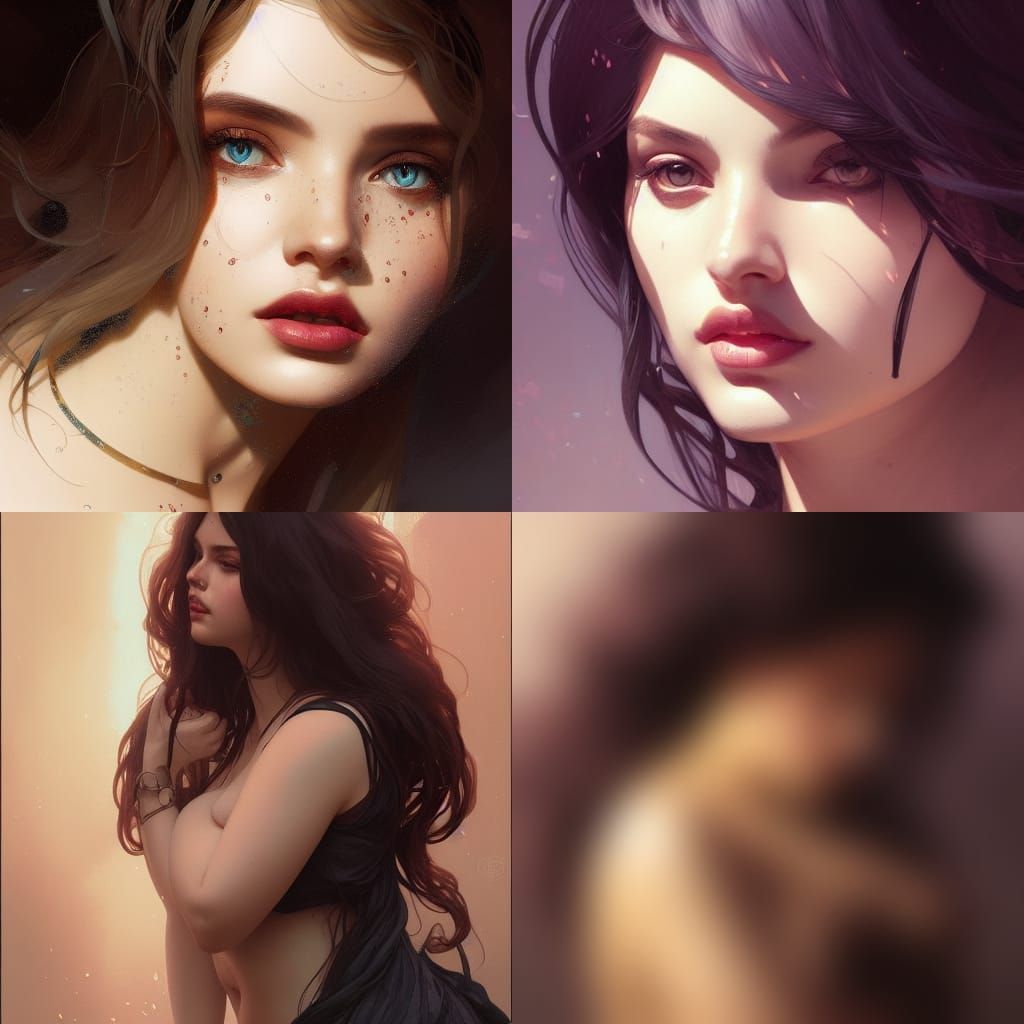 Sensual Curvy Woman Portrait in Hyperdetailed Style