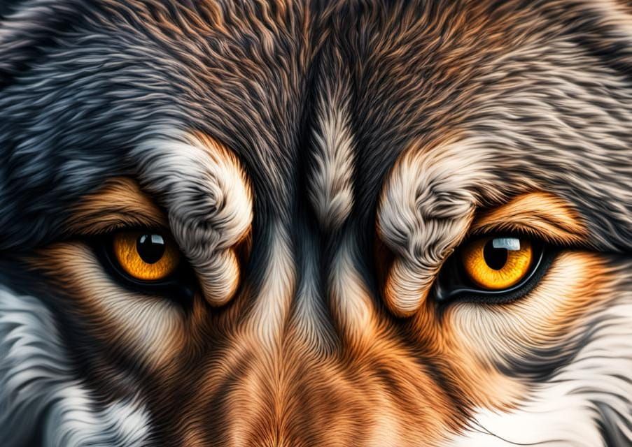 Intricate Wolf Eyes in Hyperrealistic Detail