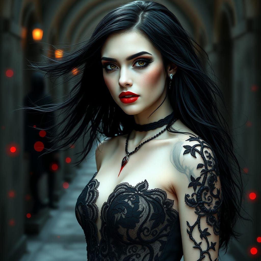 Ethereal Vampire Goddess in Gothic Splendor