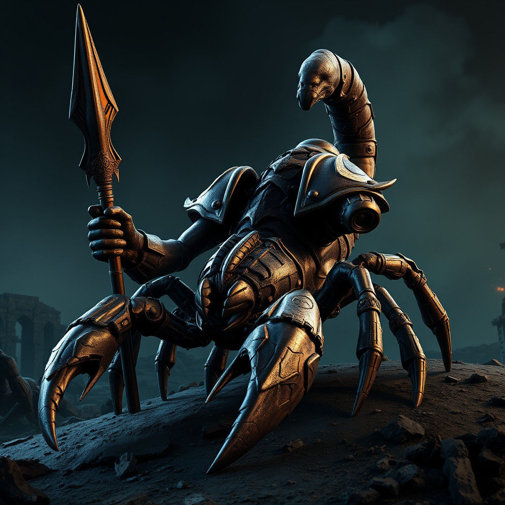 Armored Scorpion Warrior in Dark Fantasy Style