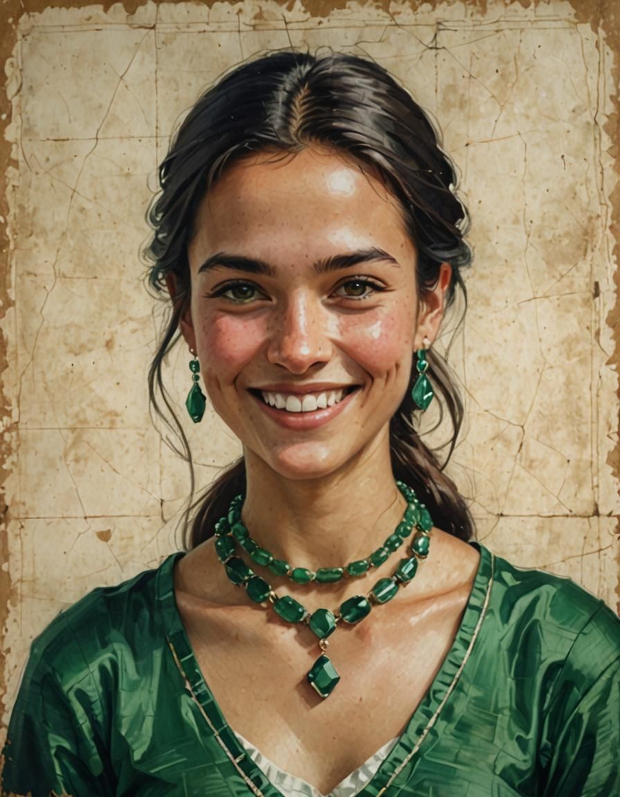 Girl with Emerald Necklace Portrait