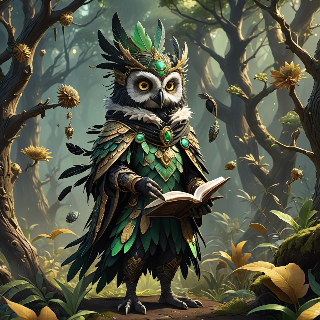Spore Druid Owlin in Detailed Matte Painting
