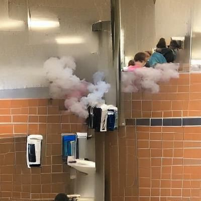 Teenagers Vaping in School Bathroom
