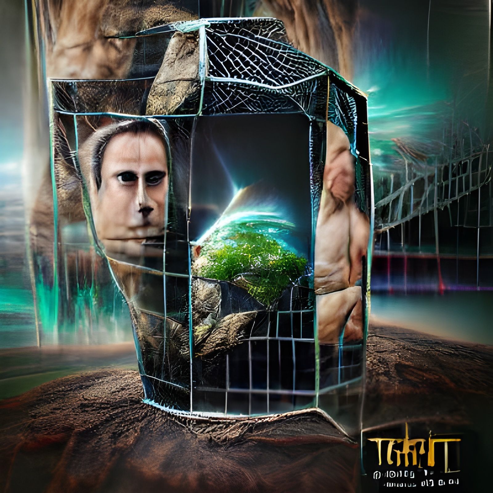 Earth Trapped in Cage: 8K 3D Poster Art