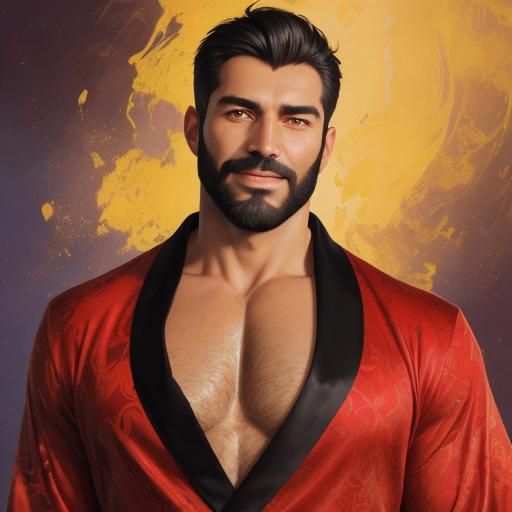 Heroic Hunk in Impressionist Impasto Oil Painting