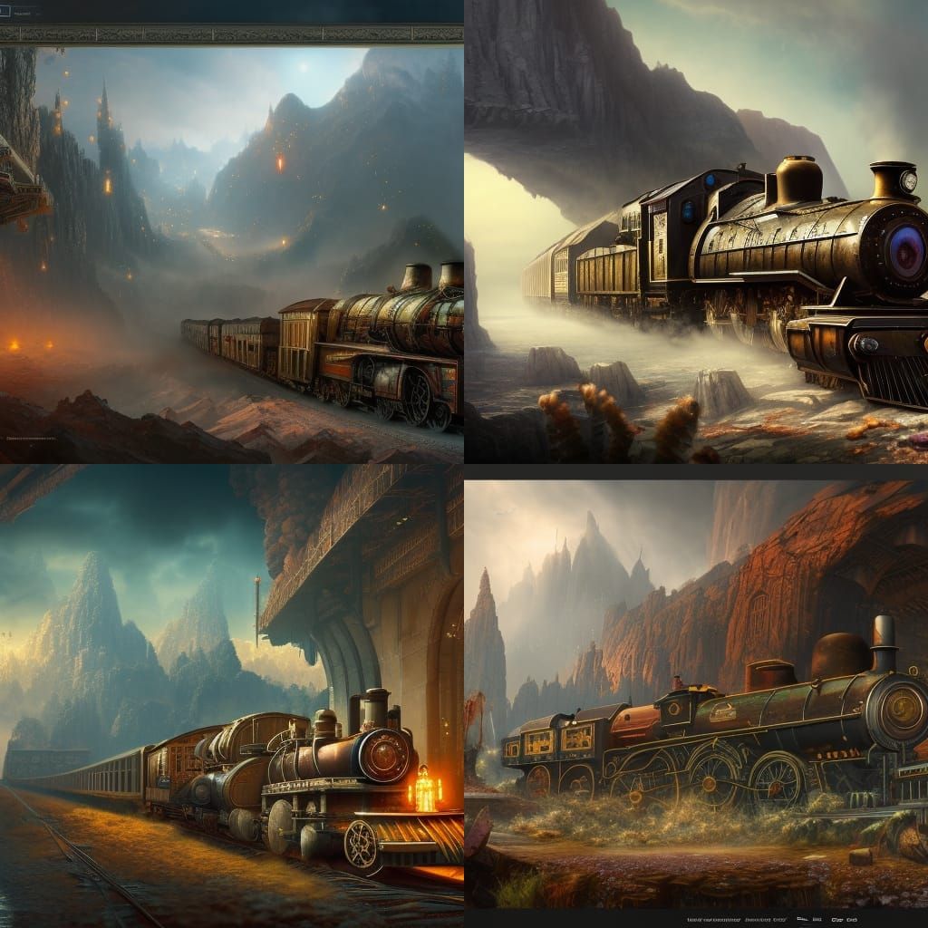 Fantastical Trains in Detailed Matte Painting