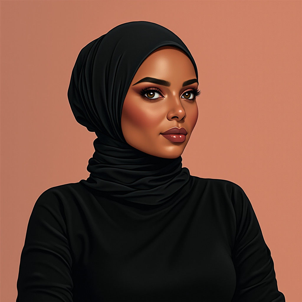Portrait of Woman with Hijab in Art Deco Style