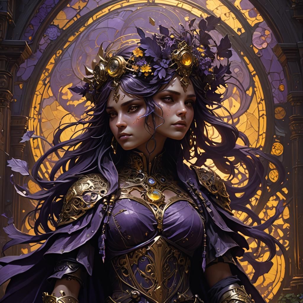 Dark Fantasy Shadow Art in Art Nouveau Style